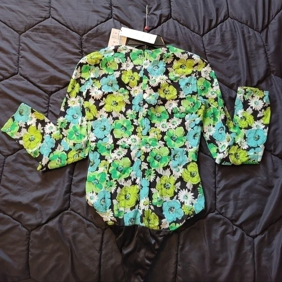 ZARA Draped Floral Bodysuit - Picture 4 of 8